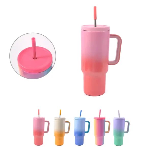 VASO TÉRMICO CON EMPUÑADORA & PAJA 1200ml - Imagen 2